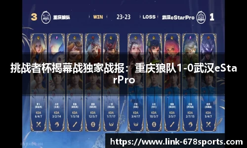 挑战者杯揭幕战独家战报：重庆狼队1-0武汉eStarPro